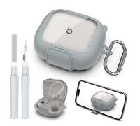 Protective Cover for Beats Powerbeats Pro 2 Case with Secure Lock & Phone Stand, Shockpoof Protection Clear Case Compatible with Beats Powerbeats Pro2 Earbuds with Cleaner Kit & Keychain (Grey)