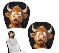 Protective cover for car headrests, elastic cartoon animals, 2-piece set, headrest covers as a fun car decoration, for holidays, road trips and daily commuting