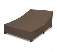 Protective Cover For Double Outdoor Lounger Chairs With Water Resistant Oxford Cloth, Ventilation Ports, And Windproof Buckles For Poolside Use(Coffee)