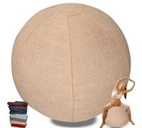 Protective Cover For Exercise Ball 55cm 65cm, Ball Chair Covers, Foldable Seat Balls Fabric Cover Lightweight Yoga Ball Cover Sitting Ball Covers With Handle Puncture Dust Cover ( Color : Beige , Size