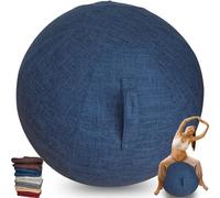Protective Cover For Exercise Ball 55cm 65cm, Ball Chair Covers, Foldable Seat Balls Fabric Cover Lightweight Yoga Ball Cover Sitting Ball Covers With Handle Puncture Dust Cover ( Color : Blue , Size