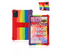 Protective cover for Freeski A10BK 10 inch 2025 Newest, yystao Kids Skin-Friendly Soft Silicone Tablet Case compatible with Freeski Tablet A10BK, Adjustable Stand (Rainbow)