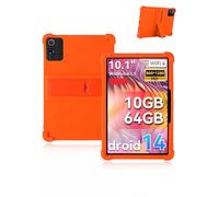 Protective cover for Freeski A10BK 10 inch 2025 Newest, yystao Kids Skin-Friendly Soft Silicone Tablet Case compatible with Freeski Tablet A10BK, Adjustable Stand (Orange)
