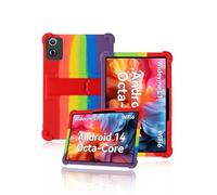 Protective cover for Freeski FSKA1000 10 inch Tablet, yystao Kids Skin-Friendly Soft Silicone Tablet Case compatible with Freeski Tablet FSKA1000, Adjustable Stand (Rainbow)