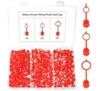 Protective Cover for Grease Nipple Dust Caps Red, 200 Pcs M6 M8 M10 Waterproof Grease Nipple Caps Cover Assortment, Hydraulic Greases Fittings Plastic Dust Cap for Greases Zerks