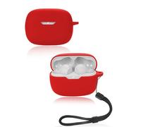 Protective cover for JBL Vibe Beam 2 Wireless Earbuds, Soft Silicone Case with lanyard - Skin-friendly & Durable, Red