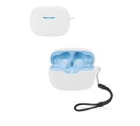 Protective cover for JBL Wave Beam 2 Wireless Earbuds, Soft Silicone Case with lanyard - Kids Skin-friendly & Durable,White