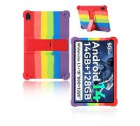 Protective cover for Whitedeer C108 10.1 Inch Tablet,Skin-Friendly Soft Silicone Tablet Case with Adjustable stand(Rainbow)