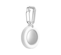 Protective Cover Suitable for Airtag2 Anti-lost Keychain Holder TPU Case Dog Cat Pet Collar Keys Tracker Waterproof and Anti-fall Full Protector Shell (White)