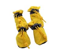 Protective Covers with Adjustable Straps, 2 Pairs, Yellow | Winter Dog Thick Grip Shoes for Outdoor, Prevents Sliding, All-Season Protective Socks for Small / Large Pets