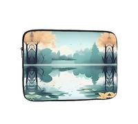 Protective Fallen Leaves on a Tranquil Lake Laptop Case 15 inch with Polyester Foam Filling Layer for Business Travel, Office