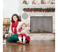 Protective Fireplace Cover Mesh Screen with Tape Design, Fireplace Ash from Entering Rooms and Keeping Kids and Pets Away Safely (117 * 91cm)