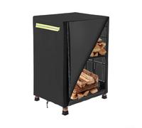 Protective Firewood Rack Cover for Outdoor Use, Made from Weather Resistant 210D Oxford Cloth, Features Zippered Front Access on Both Sides and Adjustable Drawstring