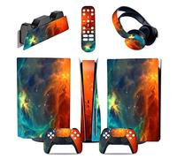 Protective For PS5 Console Disc Edition & Digital Edition Sticker Vinyl Decal Cover For Ps5 Controller & Charging Station & Headset & Media Remote 05701 Bubble-Free Residue-Free(Disc Version)