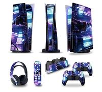 Protective For PS5 Console Disc Edition & Digital Edition Sticker Vinyl Decal Cover For Ps5 Controller & Charging Station & Headset & Media Remote 71297 Bubble-Free Residue-Free(Disc Version)