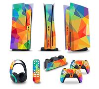 Protective For PS5 Console Disc Edition & Digital Edition Sticker Vinyl Decal Cover For Ps5 Controller & Charging Station & Headset & Media Remote 74789 Bubble-Free Residue-Free(Disc Version)