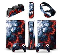 Protective For PS5 Console Disc Edition & Digital Sticker Vinyl Decal Cover For Ps5 Controller & Charging Station & Headset & Media Remote 67442 Bubble-Free Residue-Free(Digital Edition)