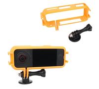 Protective Frame Case for Insta360 X4 Air, Camera Cage with Dual Cold Shoe Port, Plastic Bezel Expansion Housing Shell Cover with Mount Adapter for X4 Air Camera (Orange, Horizontal Frame)