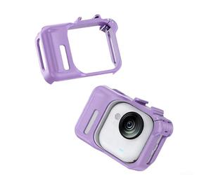 Protective Frame for Insta360 GO For Ultra, Shockproof Expandable Cage with Cold Shoe Mount, Snap-On Quick Release Housing, Precise Fit Screen, Rugged Armor(Purple)