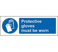 Protective Gloves Must be Worn Safety Sign - Self Adhesive Sticker 300mm x 100mm