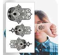 Protective Hamsa Hands Temporary Tattoos - Arabic Evil Eye Small Set Realistic Waterproof Transfer Sticker Finger Arm Body Art Men Women Kids - By Delusion Tattoos