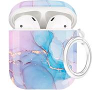 Protective Hard Case Cover with Cleaner Kit Portable Shockproof Women Girls with Keychain for Apple Airpods 2/1 Charging Case - Watercolor Marble
