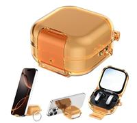 Protective Hard PC Storage Box For Samsung Buds 4 / Buds 4 Pro Earbuds Case with Stand and Buckle Anti-loss Anti-crush Shockproof Drop-resistant Damage-proof Anti-dirt Shell Accessories (Orange)