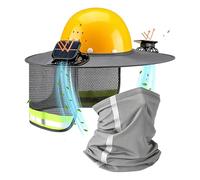 Protective Helmet Visor T 44 x 24 cm Solar Fan Sun Protection UV Protection Face Neck Cooling Cover For Surveying, Landscaping, Roofing, Hiking, Cycling, Camping, Gardening, Construction, Ho