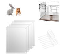 Protective Liners for Cage, 6 Piece Transparent Edge Liners for Pet Cage 26x21cm Inches Cage Liner with 100 Ties for Rabbit Hamster and Other Small Animals