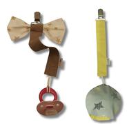 Protective Pacifier Clip, Bowtie & Round - Ultra-Durable & Handmade, 2-Pack with 100% Cotton Fabric - Safe & Stylish Baby Essential