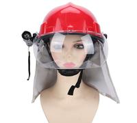 Protective Rescue Helmet Lightweight Earthquake Safe Firefighter Hard Hat with Headlight Red