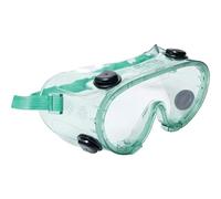 Protective Safety Goggles - Green Frame, Clear Lens, Indirect Ventilation, Chemical Splash Resistant, Impact Resistant Work Glasses