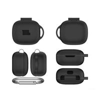 Protective Silicone Cover for SteelSeries for arctis GameBuds - Earphone Protector with Carabiner Hook Black White Blue Pink(Black)