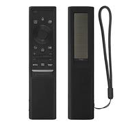 Protective Silicone Remote Case for Samsung Smart Voice Remote Control BN59-01300J BN59-01357B, Remote Cover Fit for Samsung Solar Cell Remote, Washable, Shockproof, Anti-Lost with Lanyard (Black)