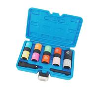Protective Sleeve Lug Nut Socket Set, Double Ended Wheel Tools with Alloy Steel Construction, Color Marked Sizes, 7 Piece Storage Case, Garage Use Double Sided Lug Socket Wheel Tool Tire Change Metric