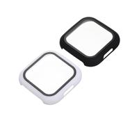 Protective Watch Cover for 2, PC and Tempered Glass, 2pcs | Black and White Options, Easy Installation and Removal, External Protection, Anti-scratch Watch Shell Set