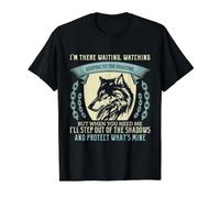 Protective Wolf Quote Waiting in the Shadows Value Graphic T-Shirt, Men, Black, S