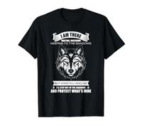 Protective Wolf Quote Waiting in the Shadows Value Graphic T-Shirt, Men, Black, XL