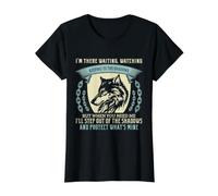 Protective Wolf Quote Waiting in the Shadows Value Graphic T-Shirt, Women, Black, L