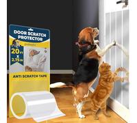 PROTECTO Door Scratch Protector w/Custom-Cut Knife - 6m x 7cm Door Guard + Wood, Wall & Corner Sofa Cover | Dog & Cat Scratching Deterrent, Defender & Repellent w/Super Sticky Self-Adhesive Backing