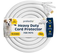 PROTECTO Heavy Duty Dog & Cat Cord Protector 10ft Long Sleeve, Easy-to-Use 12mm Cord Cover for Pet, Odorless White Color, No Chew Solution for Power, Audio & Video Wire Tubing, Fits 6-8 Cables