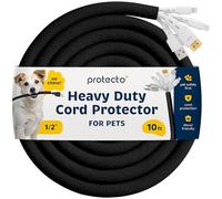 PROTECTO Heavy Duty Dog & Cat Cord Protector 10ft Long Sleeve, Easy-to-Use 12mm Cord Cover for Pet, Odorless Black Color, No Chew Solution for Power, Audio & Video Wire Tubing, Fits 6-8 Cables