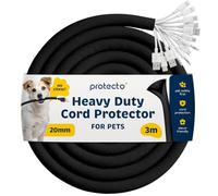 PROTECTO Heavy Duty Dog & Cat Cord Protector 3m Long Sleeve, Easy to Use 20mm in Cord Cover for Pet, Odorless Black Color, No Chew Solution for Power, Audio & Video Wire Tubing, Fits 8-13 Cables