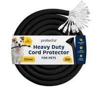PROTECTO Heavy Duty Dog & Cat Cord Protector 3m Long Sleeve, Easy to Use 25mm in Cord Cover for Pet, Odorless Black Color, No Chew Solution for Power, Audio & Video Wire Tubing, Fits 13-16 Cables