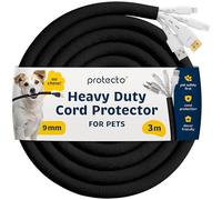 PROTECTO Wire Protector from Pets, Black Cable Sleeve Tidy Tube Animal Proof, 3m Odor-Free Cat & Dog Chew Resistant Floor Cable Cover, Plastic Cord Organiser for Power, Lightning, RCA & HDMI Cables
