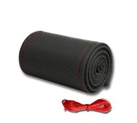 Protector 38cm Auto Parts Interior Supplies Hand Sewn Steering Wheel Cover Anti-Slip Breathable Universal Handlebar Leather Cover Car Steering Wheel Cover(Black Red)