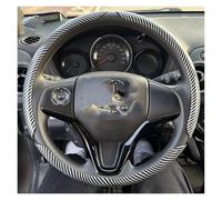 Protector 38mm Universal Round Car Steering Wheel Cover Fur Warm Carbon Fiber Leather Anti-slip Protective Case Accessories Car Steering Wheel Cover(A Silver)