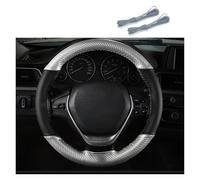 Protector Carbon Fiber Cover Matte Protector Braiding Cover Sewing Steering Wheel Universal 38cm Car Steering Wheel Cover(Silver)