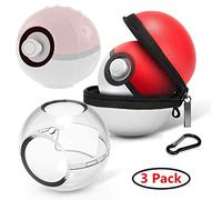 Protector Case for Nintendo Switch Poke Ball Plus Controller 2 Pack Clear Cover Case and 1 Pack Portable Carrying Storage Case with Detachable Carabiner Accessory Bag for NS