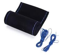 Protector Flocking Leather Car Steering Wheel Cover Stitch Universal 38cm Protector Suede Anti Slip DIY Decor Car Steering Wheel Cover(CA248-BBU)